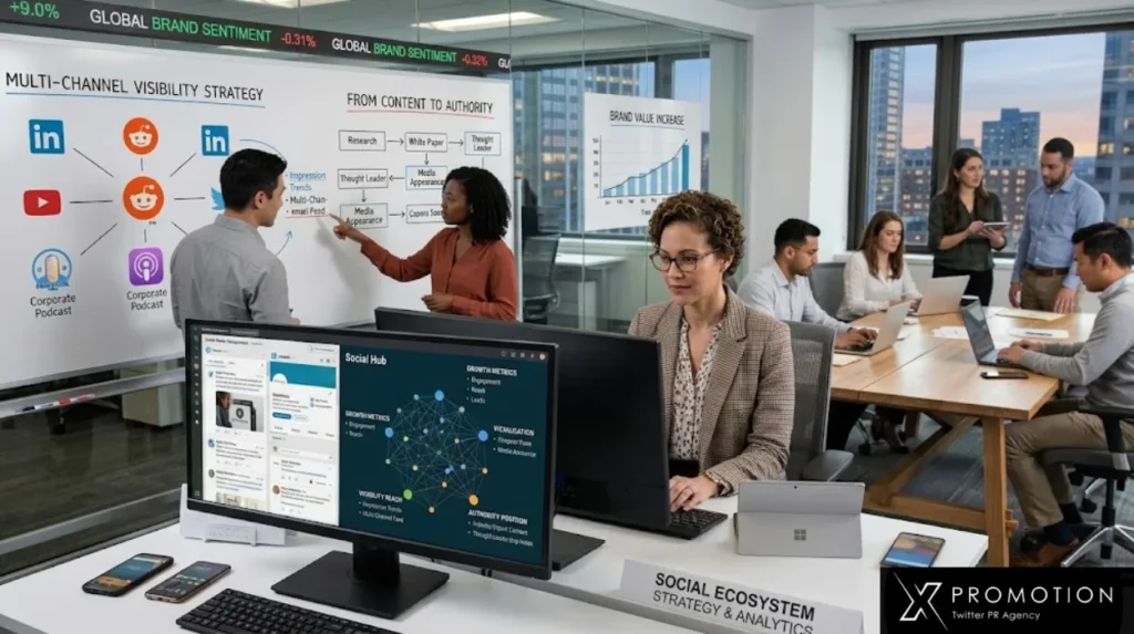 How Do Corporate Social Media Activities Connect Growth Visibility and Authority